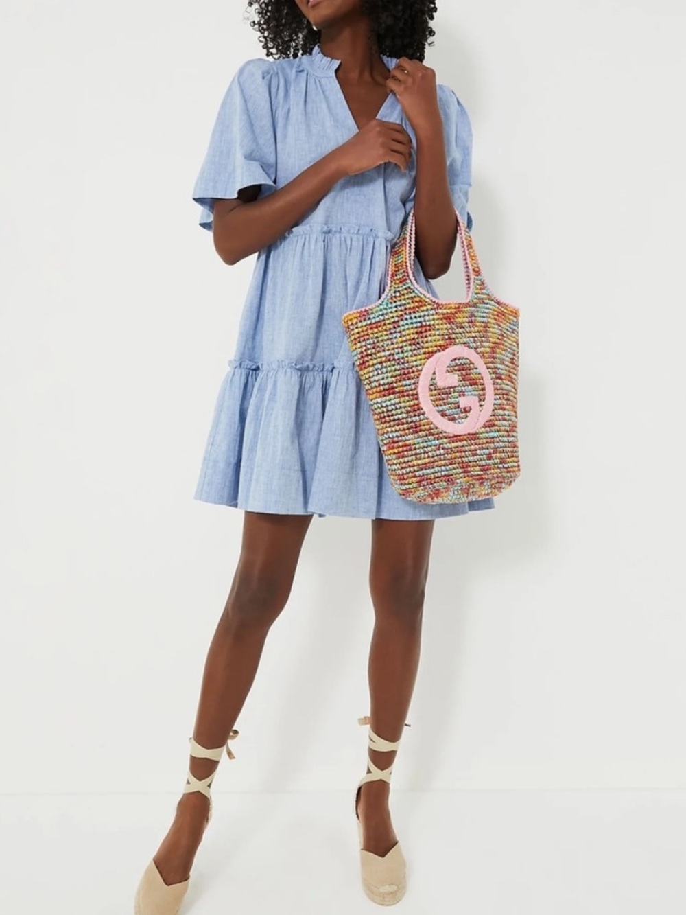 Tuckernuck Light Blue Tiered Mini Dress